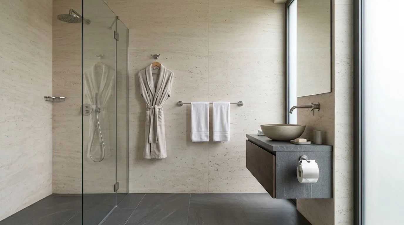 Bathroom accessories coordinated between design and construction packages