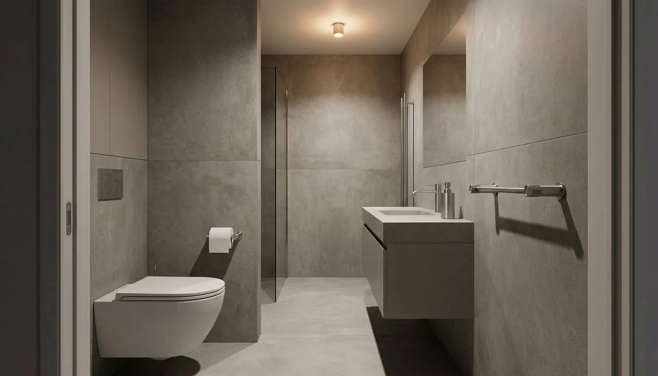 A coordinated bathroom accessory sample approval set