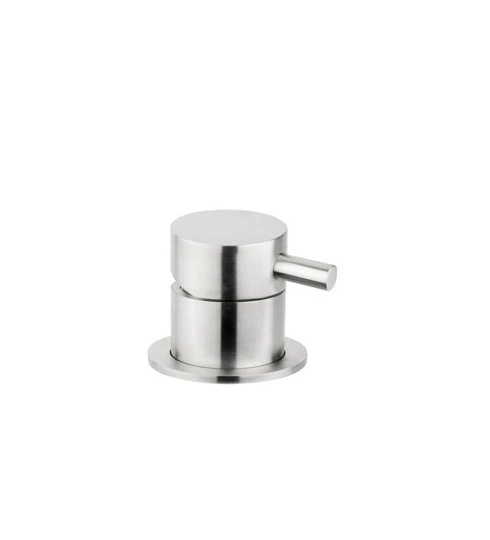 Brushed stainless steel single lever deck mounted basin mixer