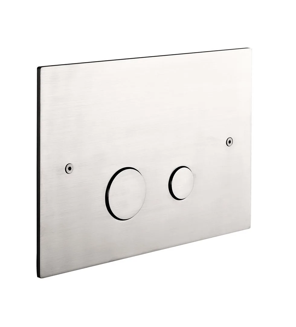 Dual flush WC plate in AISI 316 stainless steel for a compatible concealed frame