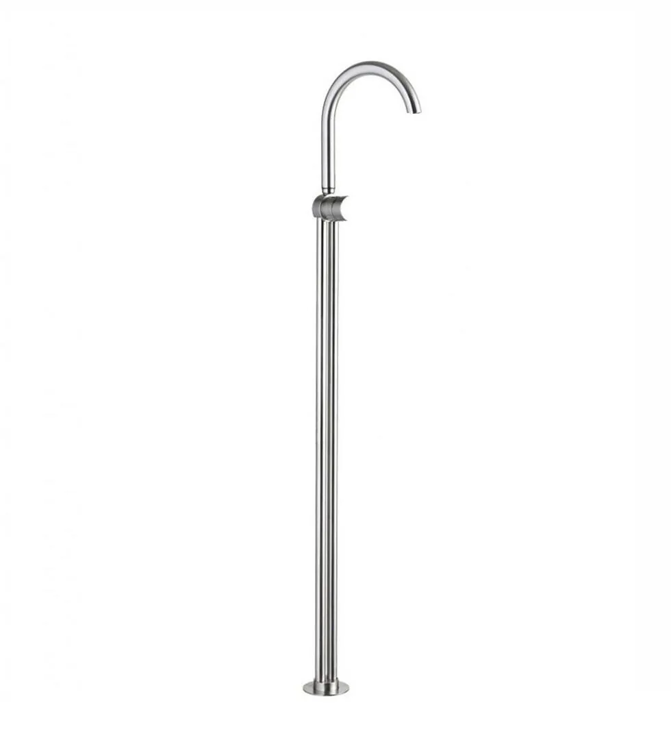 Freestanding basin mixer in brushed AISI 316L stainless steel