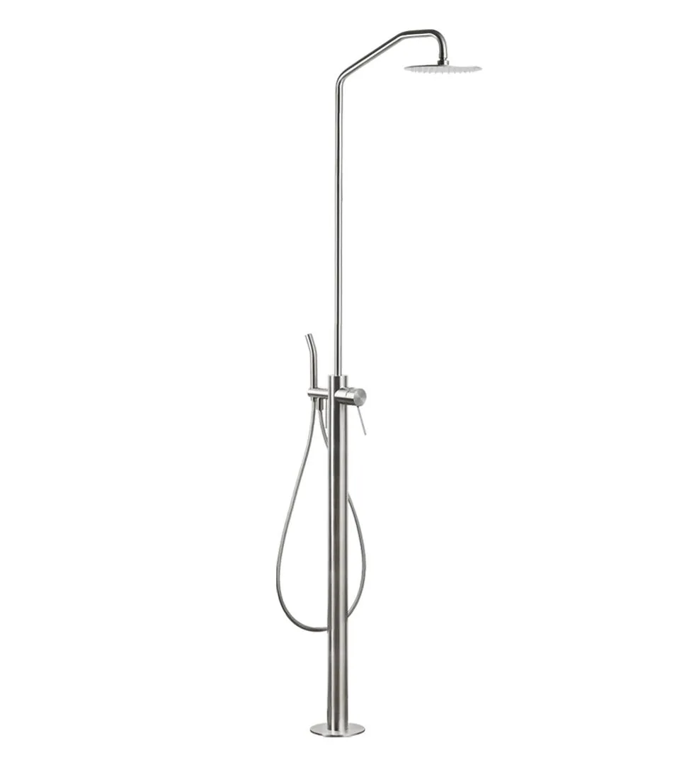 Freestanding shower set in AISI 316L stainless steel with a gold PVD finish