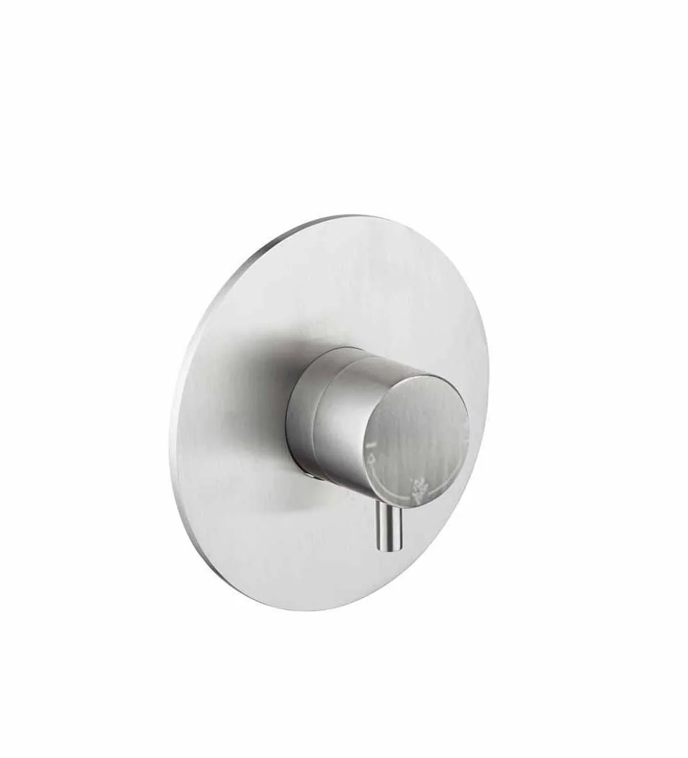 Wall mounted thermostatic shower mixer in brushed AISI 316L stainless steel with half inch connections